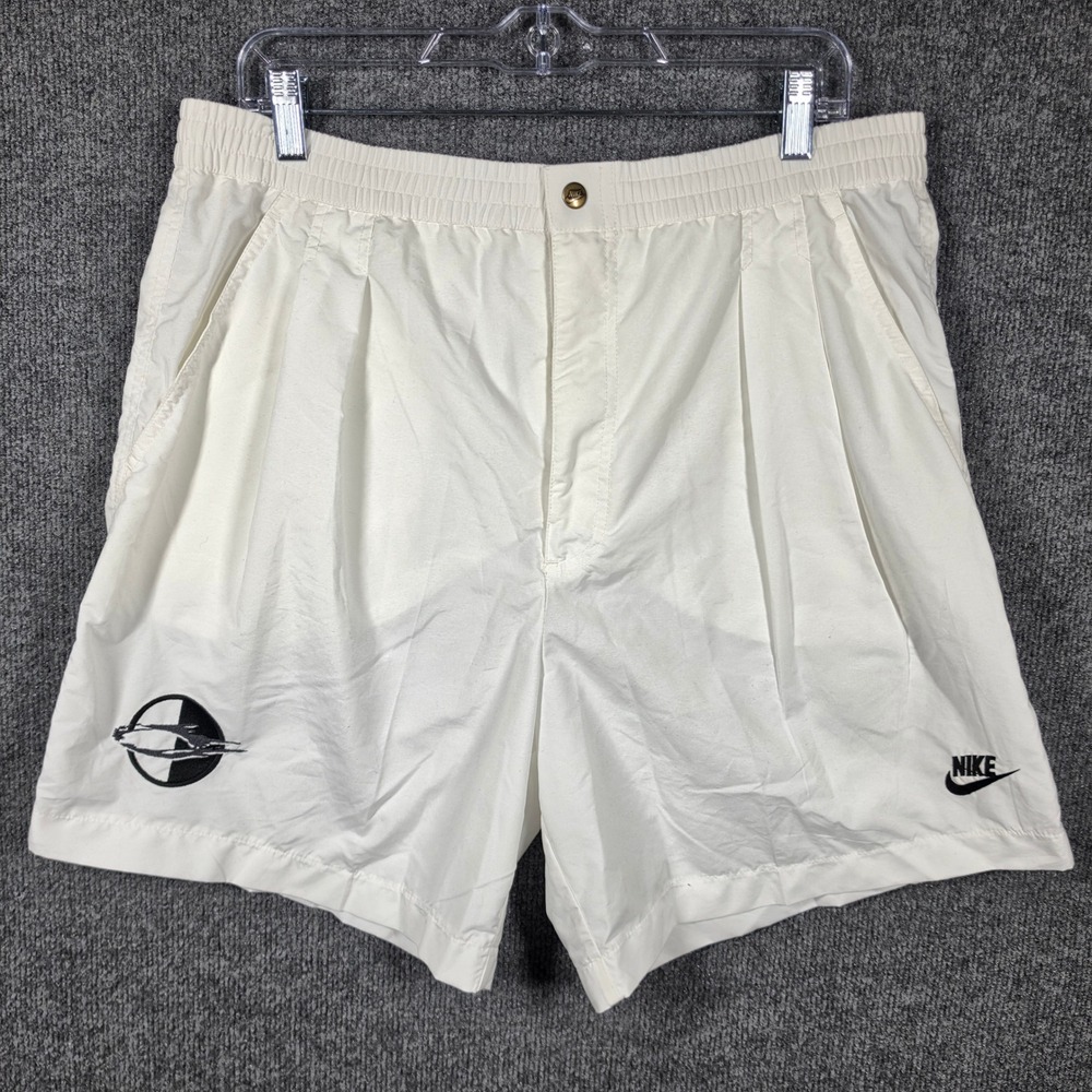 Vintage Nike‎ Shorts Mens Large 90s Pleated Athletic Graphic Globe Orbital Retro